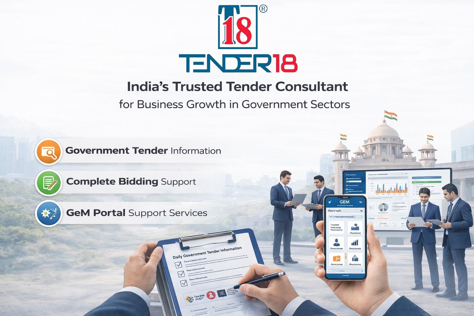 Tender18 Simplifying Government Procurement with Complete Tender Information with Complete Bidding Services for Businesses Across India