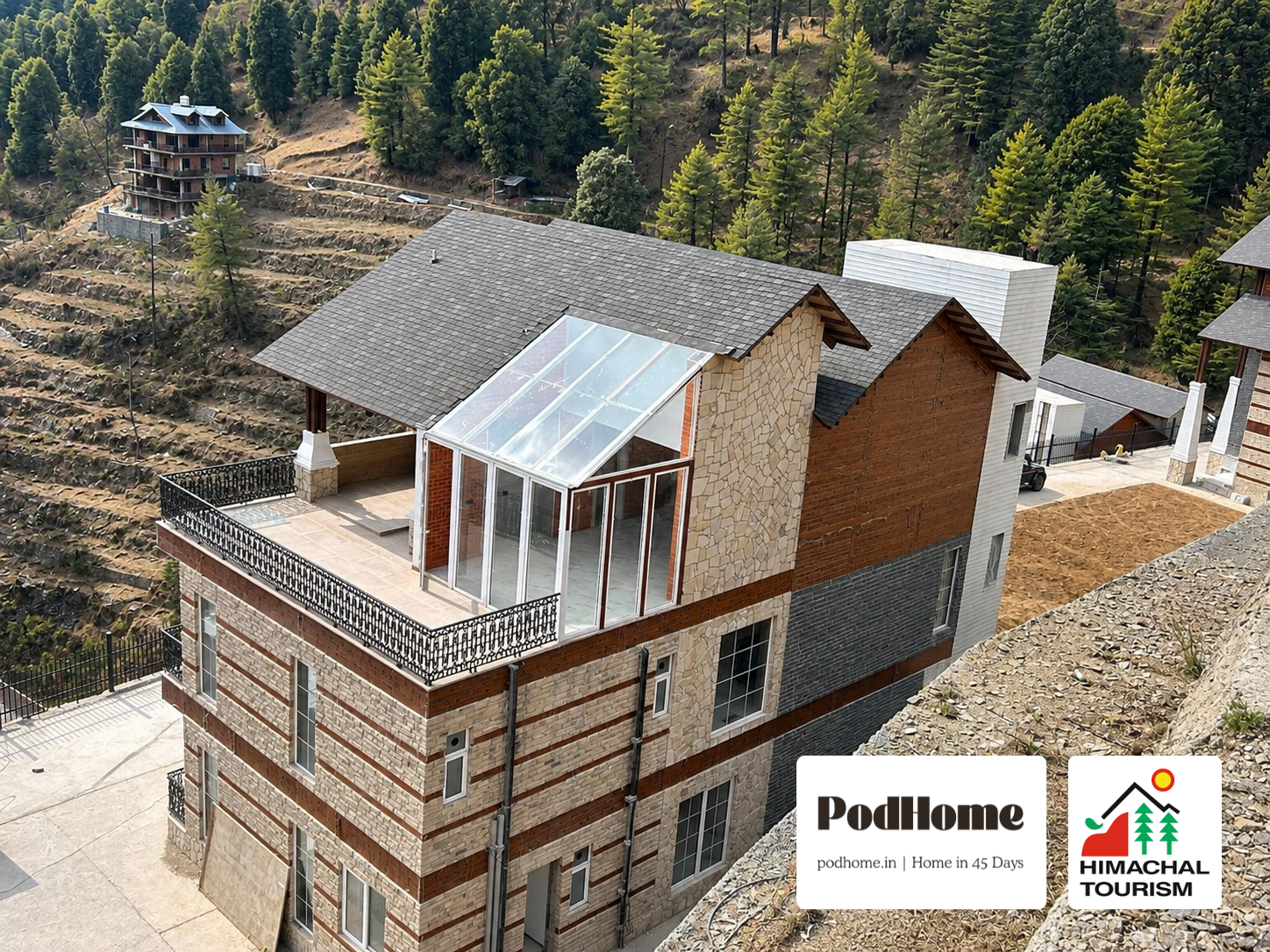 PodHome Completes Chalet-Style Boutique Hotel in Shimla Using Aercon Panel Hybrid Construction