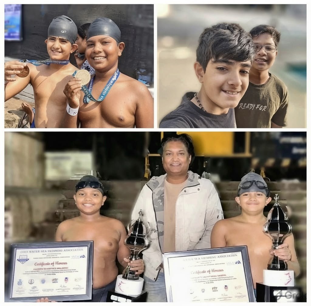 Two Pune swimmers, 11 and 12, complete solo 12-kmElephanta–Gateway crossing